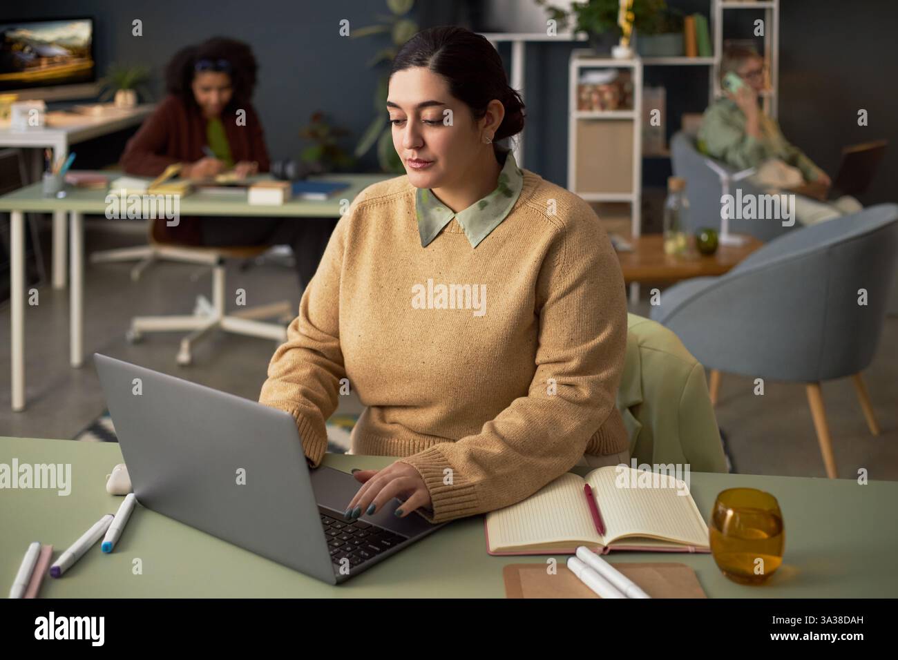 Imprenditrice lavorando sul computer portatile in ufficio Foto Stock
