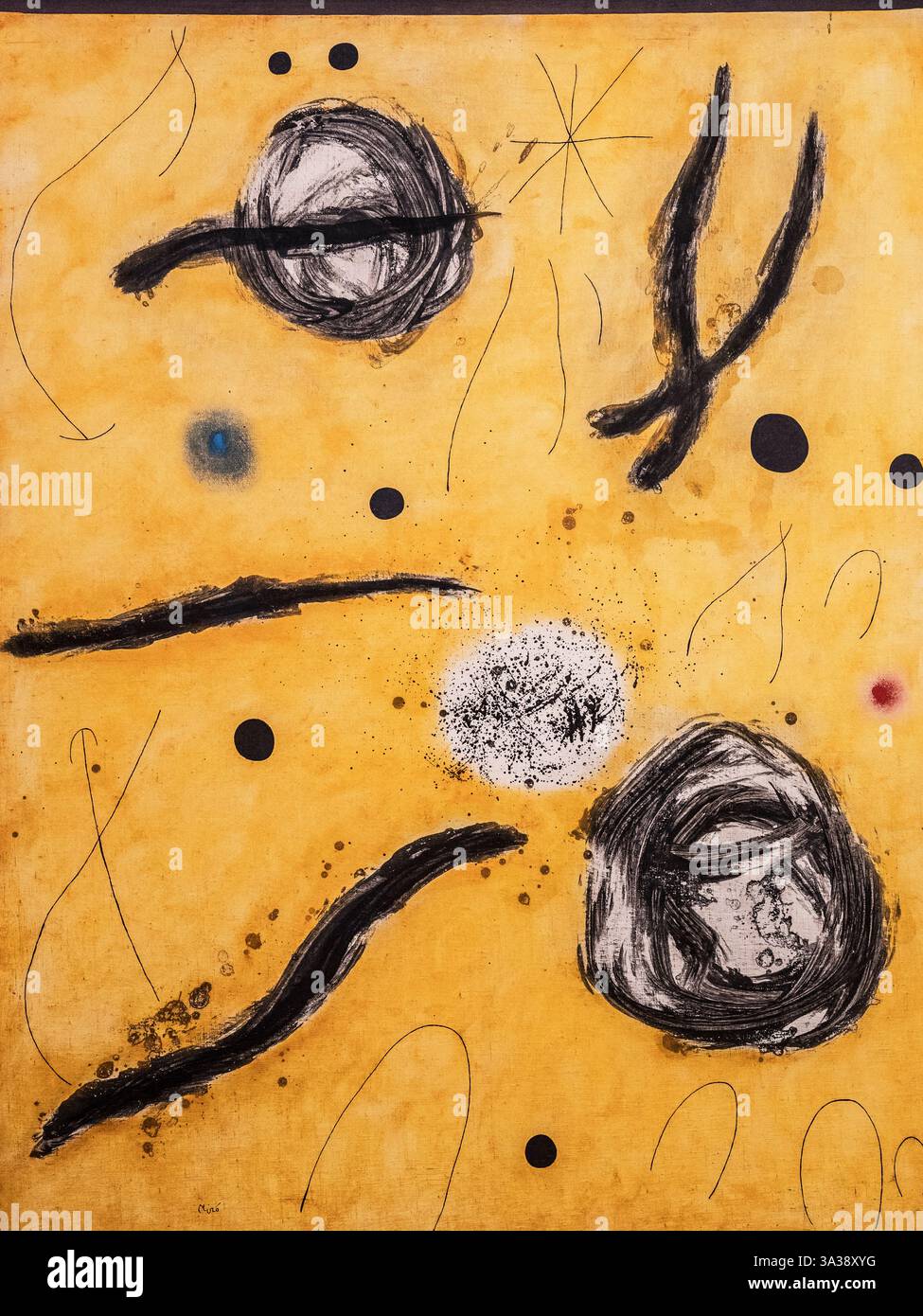 "La prima scintilla del giorno II" di Joan Miró, nel Fundació Joan Miró di Barcellona, Spagna. Foto Stock