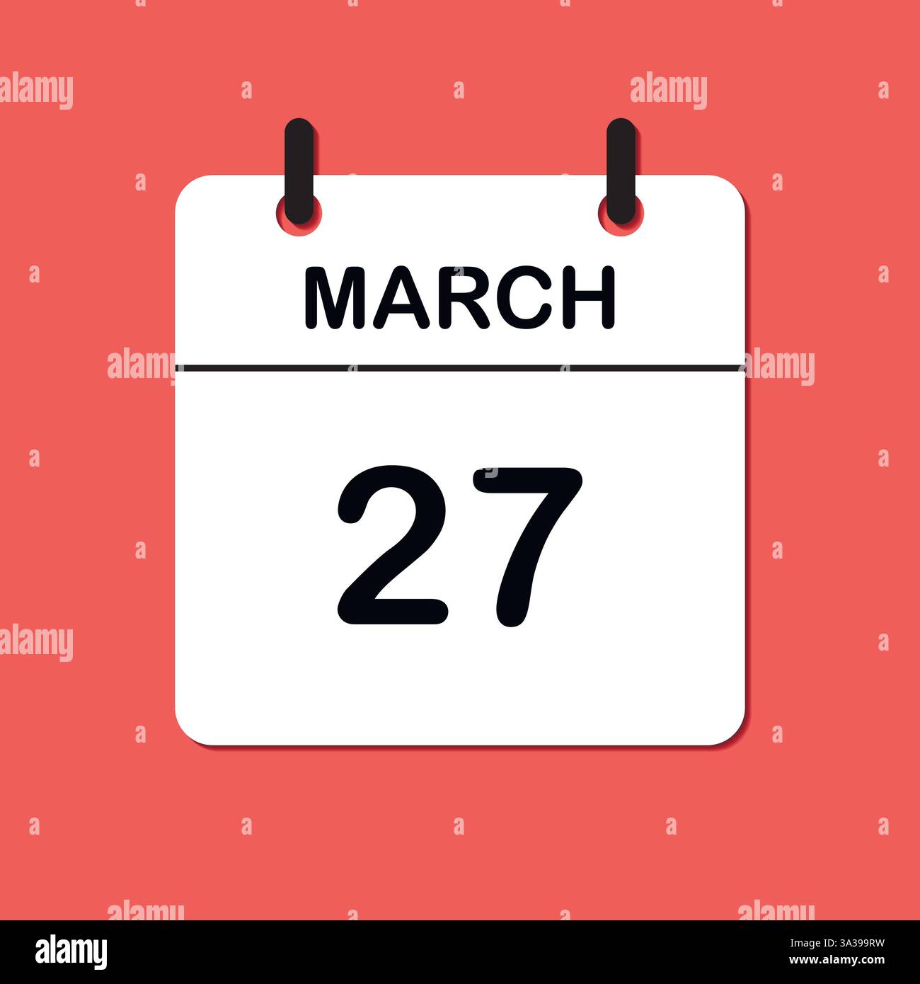 Marzo 27. Icona Calendario giornaliero per la progettazione. Design semplice per brochure, volantini, supporti di stampa e pubblicità aziendali. Facilmente modificabile Illustrazione Vettoriale