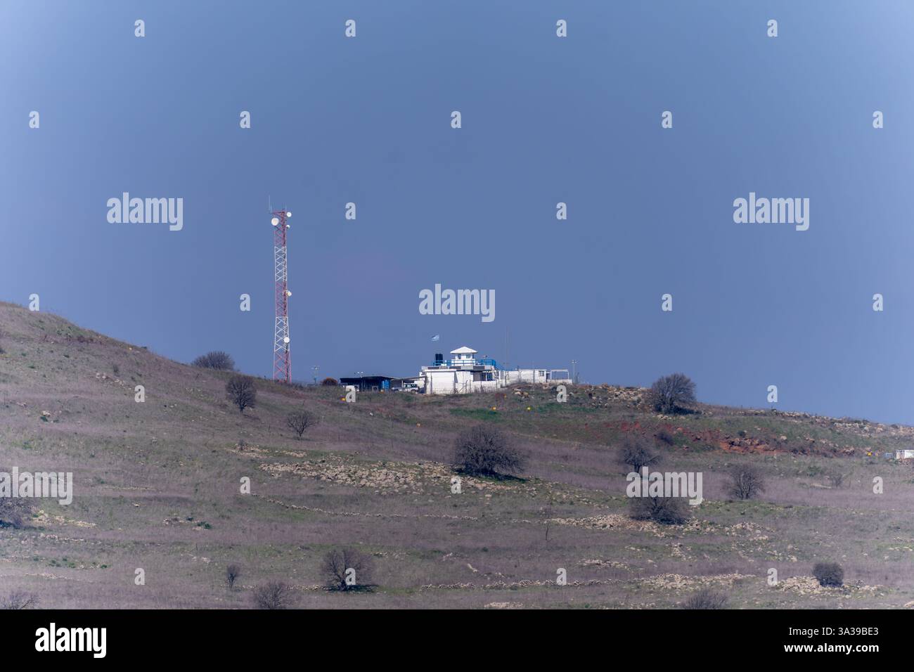 Posizione delle Nazioni Unite sul confine tra Israele e Siria nelle alture del Golan Foto Stock
