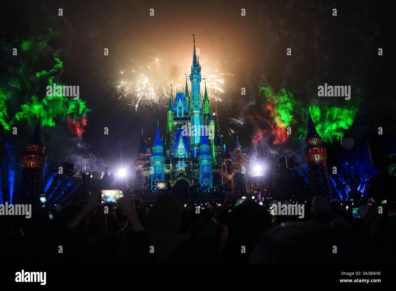Spettacolo di fuochi d'artificio Magic Kingdom Foto Stock