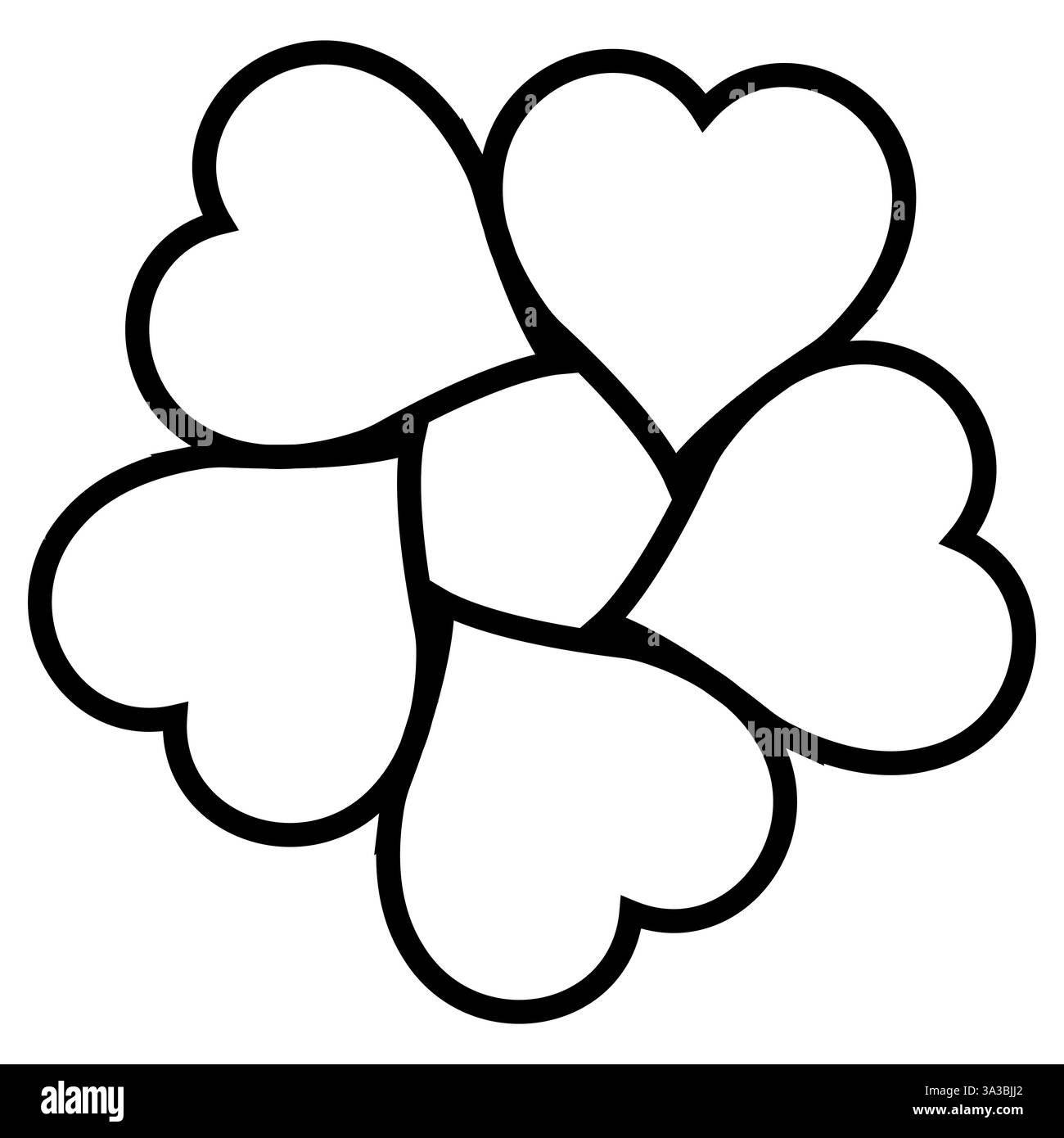 Mandala con petali di cuore simbolo d'amore ispirato ai fiori in armonia Illustrazione Vettoriale