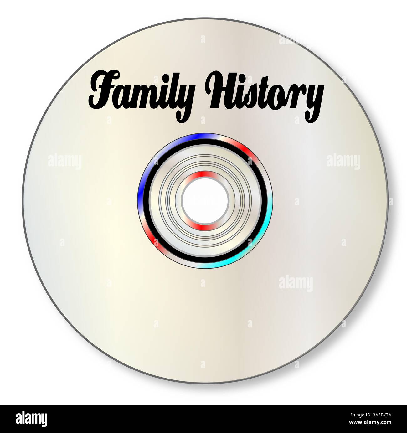 Un DVD di storia della famiglia su uno sfondo bianco con la leggenda storia della famiglia Foto Stock