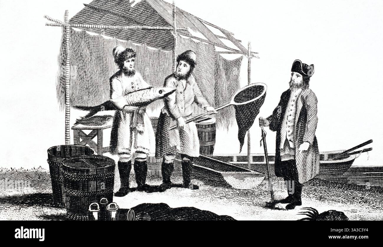 Pescatori sul Volga e mercante di Astrakhan, c. 1806. Foto Stock
