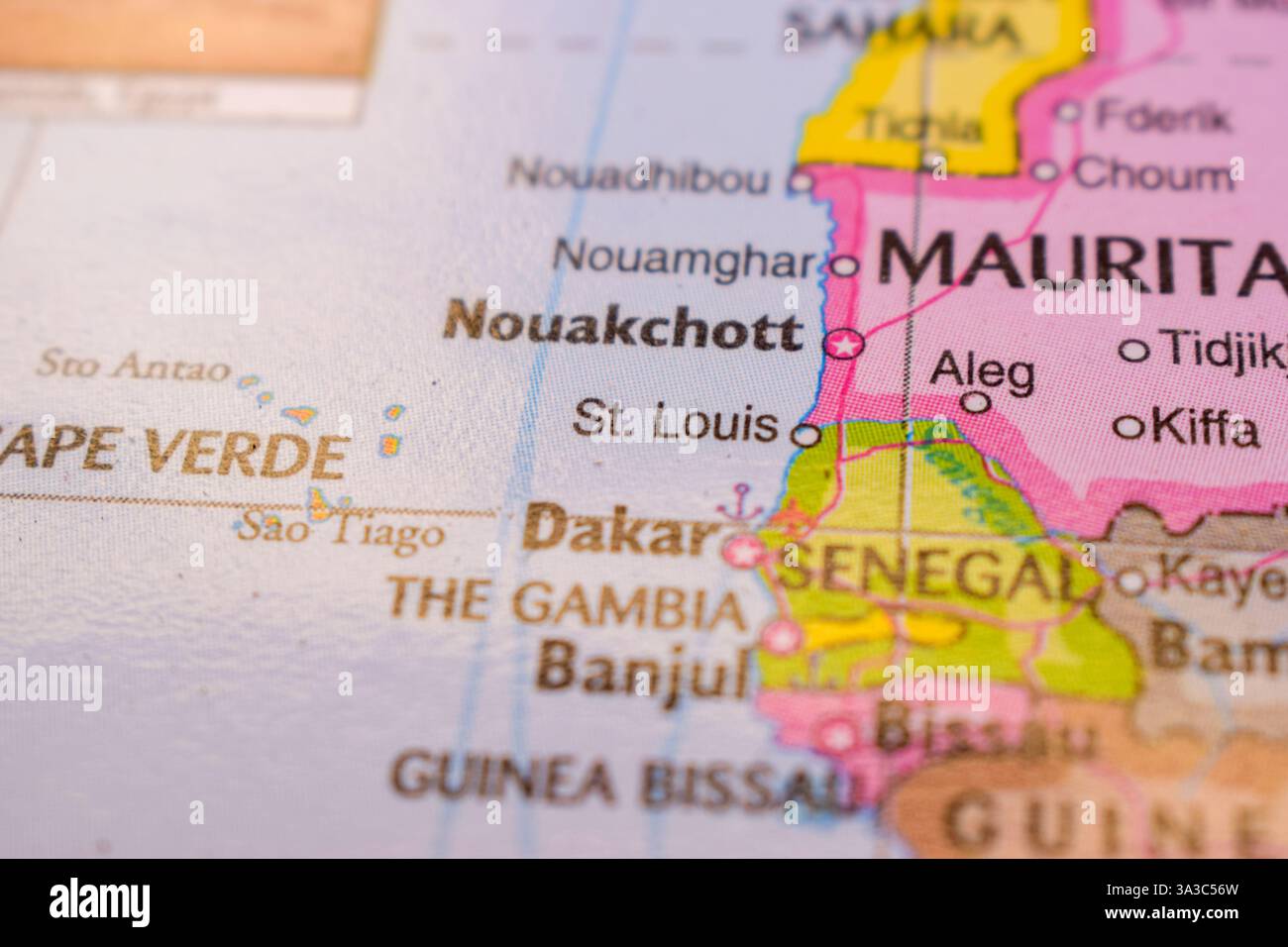 St. Louis sulla Mappa del mondo - Mappa geopolitica Foto Stock