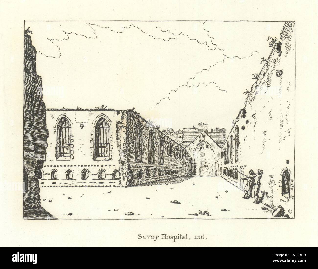 Savoy Hospital, Londra 1793 vecchia foto vintage Foto Stock