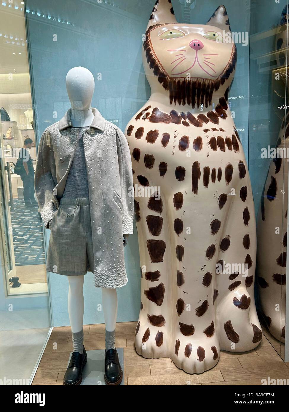 Taipei, Taiwan, interno, viste, moderno centro commerciale, negozio di abbigliamento di lusso Dior, esposizione, a Taipei 101, manichini, vetrina - Immagine stock catturata con smartphone