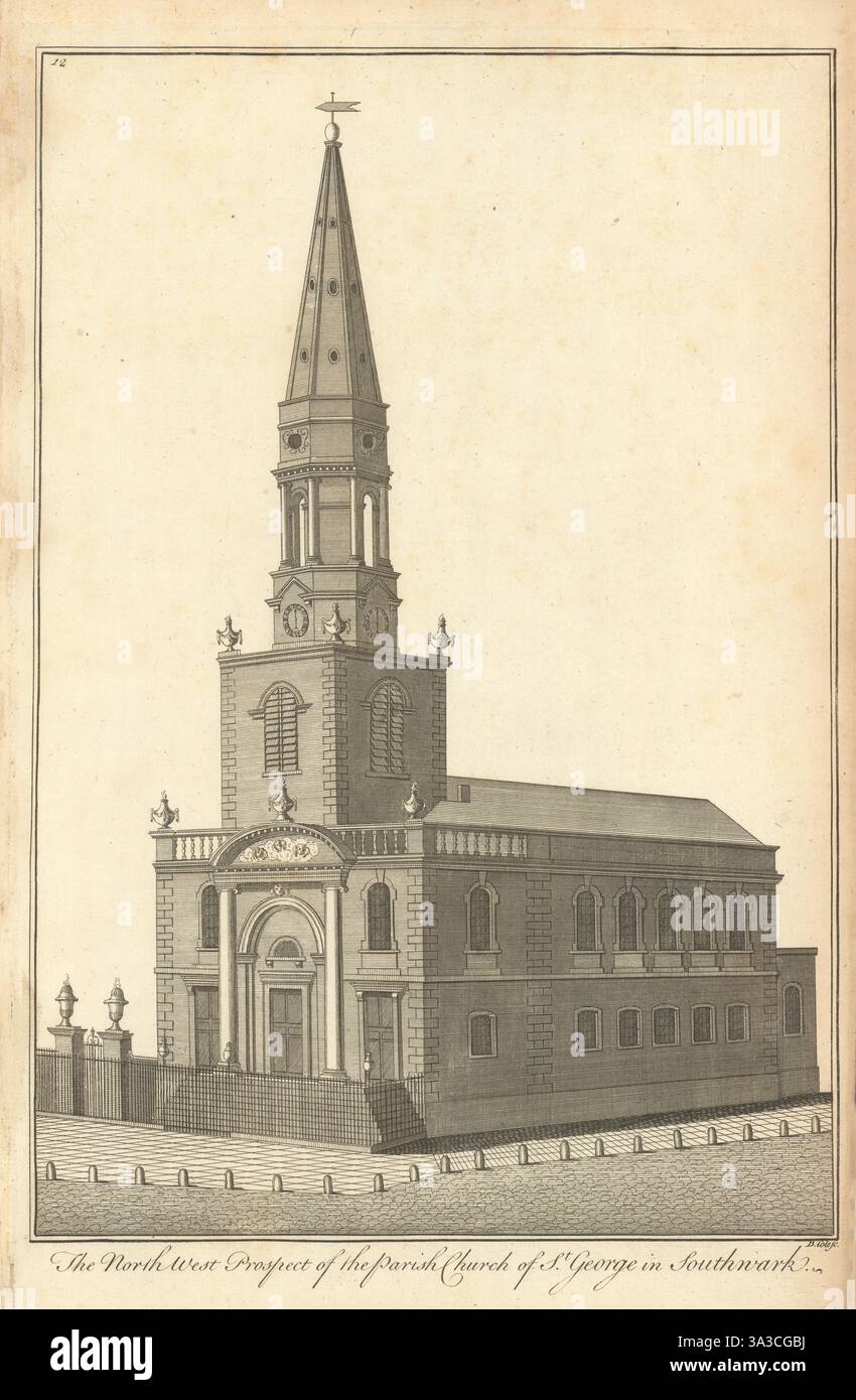 Chiesa parrocchiale di St George-the-Martyr, Southwark di Benjamin Cole 1760 Foto Stock