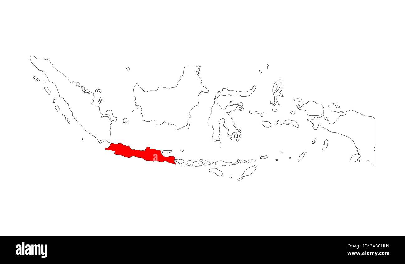 Indonesia forma mappa Java dettagliata, icona concetto di grafica Flat web simbolo illustrazione vettoriale . Illustrazione Vettoriale