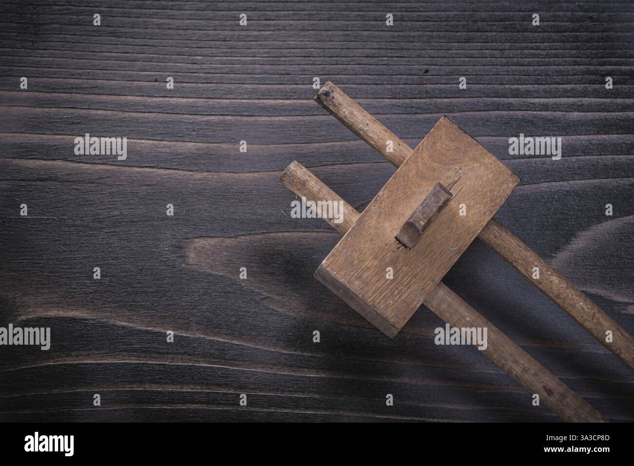 Sistema di marcatura vintage su pannelli di legno Foto Stock