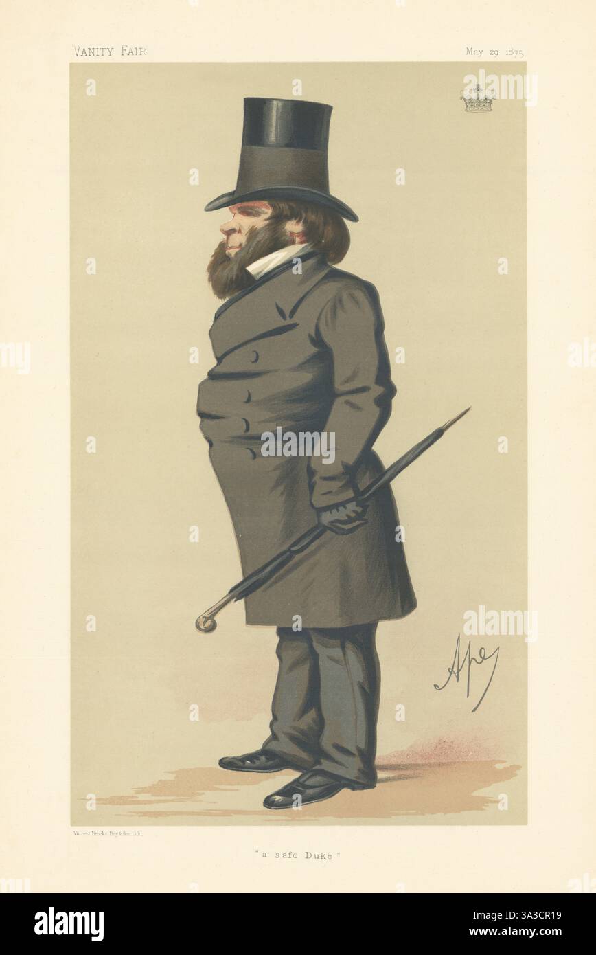 CARTONE ANIMATO DI SPIONAGGIO "VANITY FAIR", terzo duca di Buckingham e Chandos "un duca sicuro". APE 1875 Foto Stock
