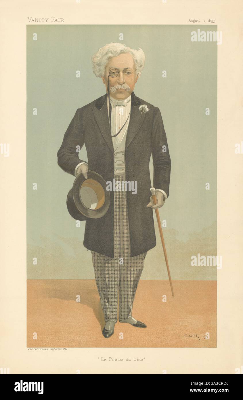 IL CARTONE ANIMATO DI SPIONAGGIO "VANITY FAIR" Boson de Talleyrand-Périgord "le Prince du Chic" 1895 Foto Stock