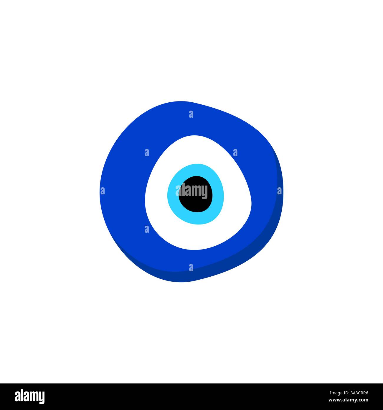 Simbolo dell'occhio blu astratto con cerchi concentrici in bianco e nero Illustrazione Vettoriale