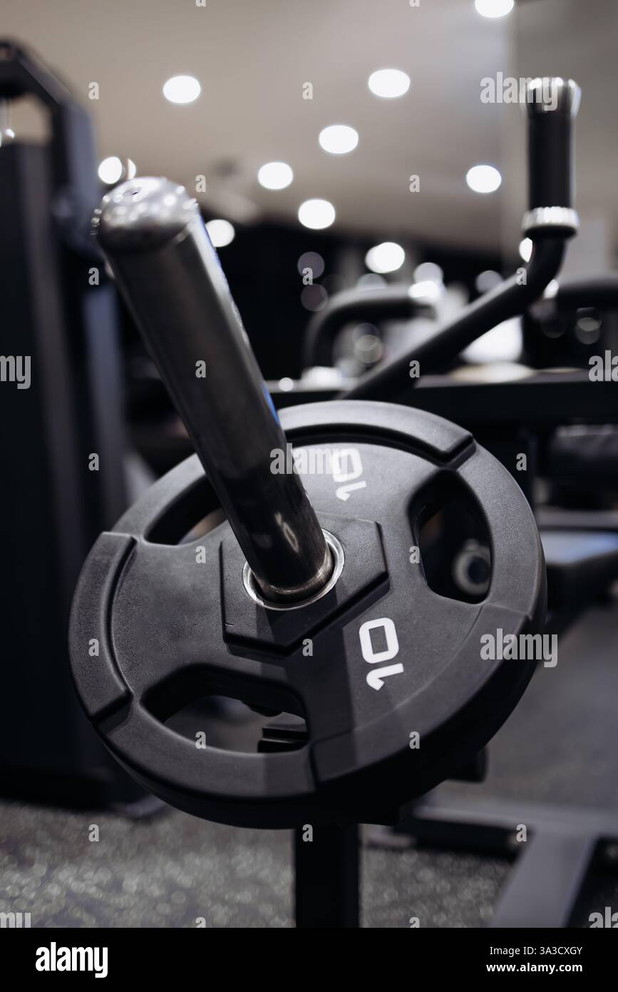 Una palestra moderna con attrezzature high-tech. Ampie aree di allenamento che creano un'atmosfera di motivazione e il perseguimento degli obiettivi di fitness. Foto Stock Una palestra moderna con attrezzature high-tech. Ampie aree di allenamento che creano un'atmosfera di motivazione e il perseguimento degli obiettivi di fitness. Foto Stock