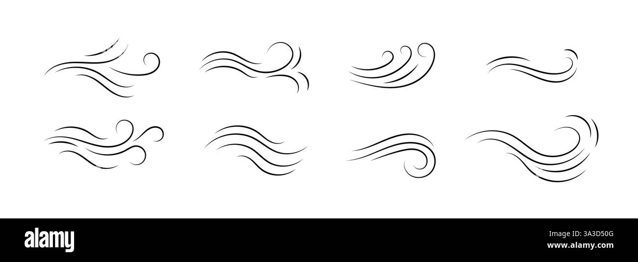 Eleganti elementi di design a onde e turbolenza per progetti creativi e decorazioni Illustrazione Vettoriale