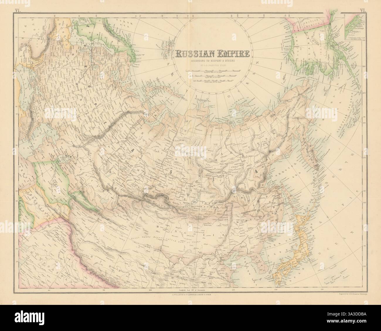 L'Impero russo secondo Kiepert. Siberia e Asia centrale. Mappa FULLARTON c1863 Foto Stock