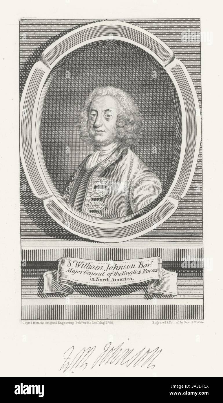 Sir William Johnson, maggiore generale delle forze inglesi in Nord America 1849 Foto Stock