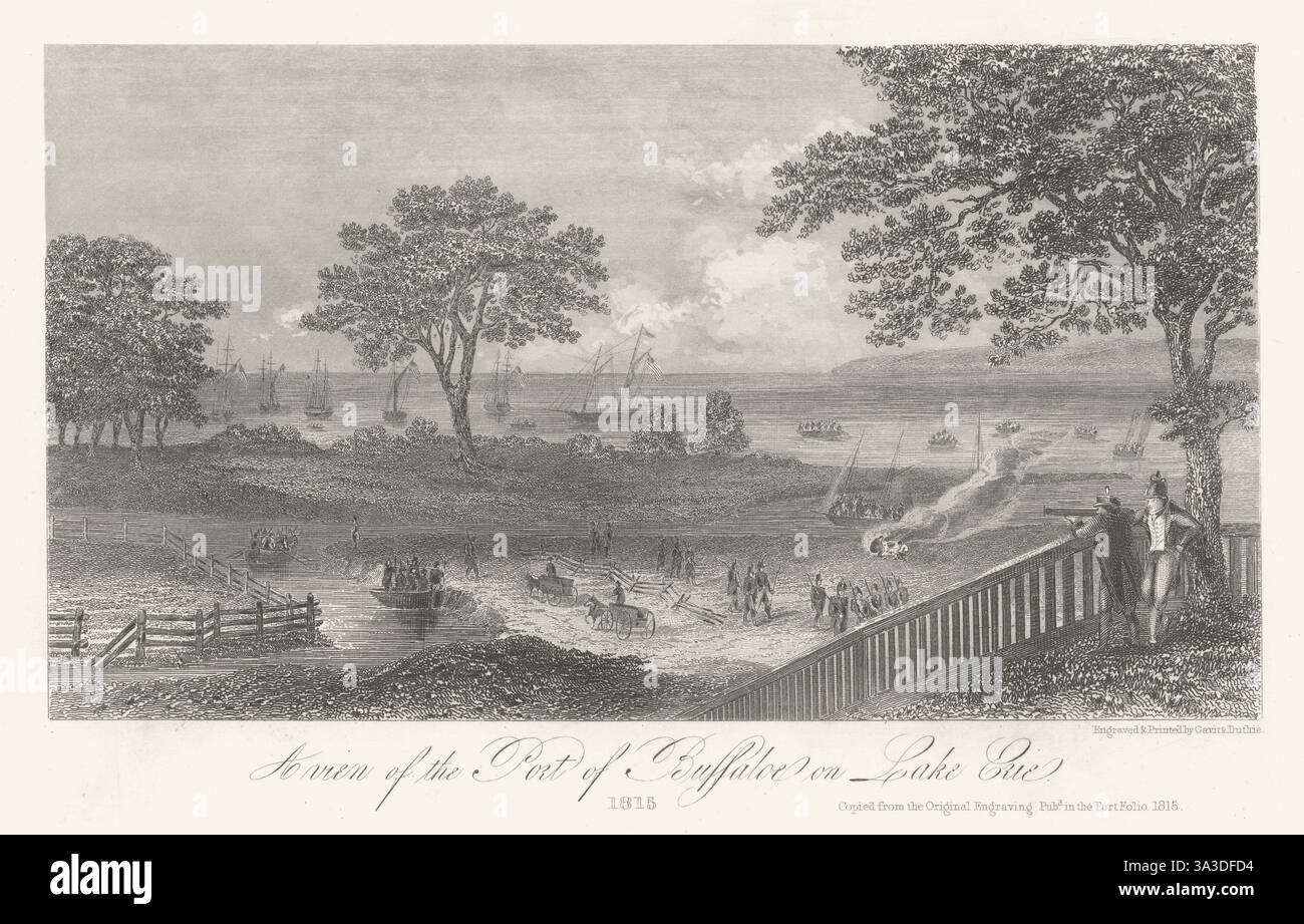 Vista del porto di Buffaloe sul lago Erie 1815, New York State 1849 Foto Stock