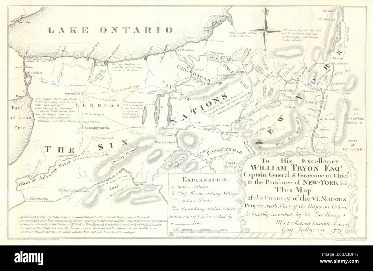 Il Paese delle sei Nazioni. Irochesi Confederazione, New York 1771 (1851) mappa Foto Stock