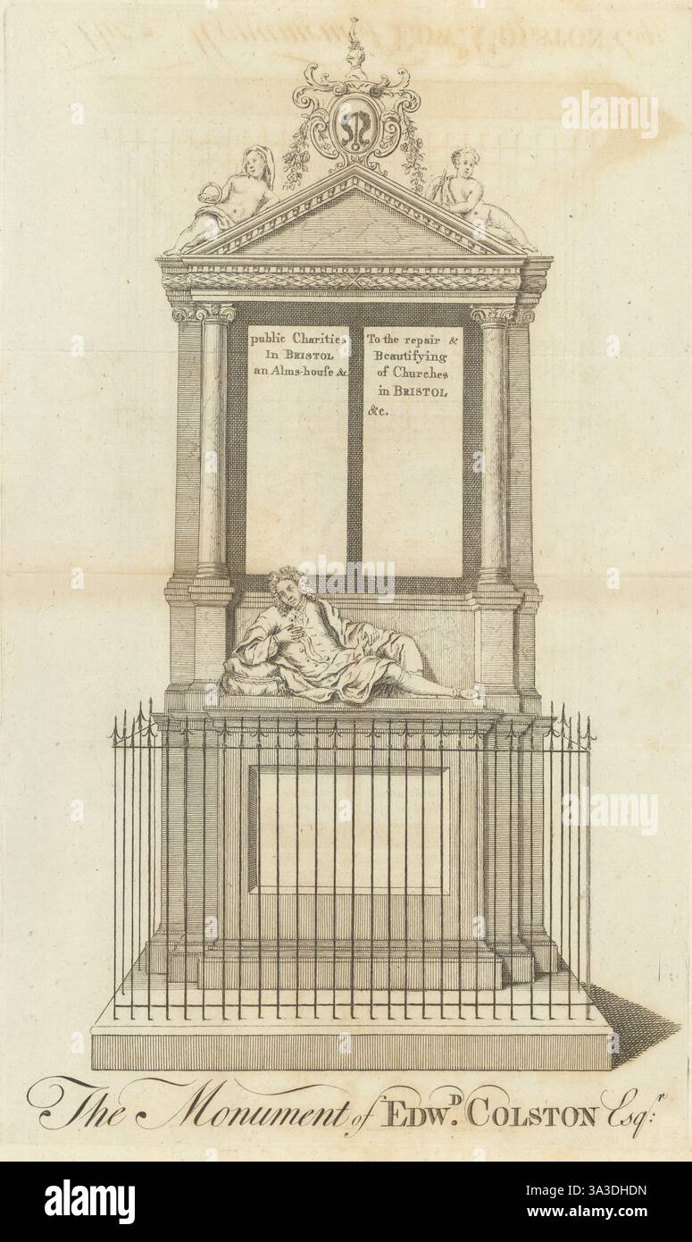 Monumento a Edward Colston, mercante di Bristol, commerciante di schiavi e filantropo 1789 Foto Stock