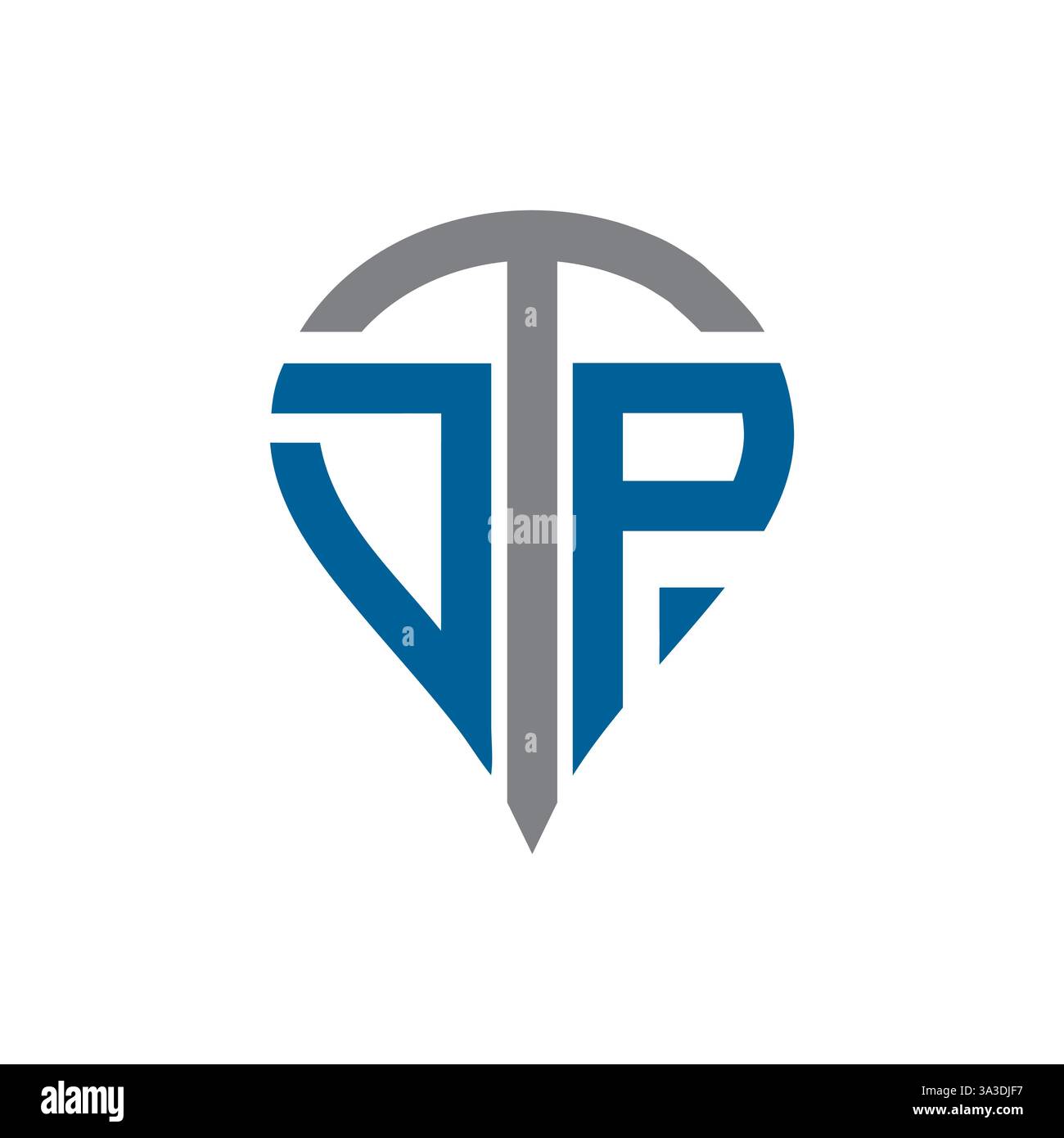 DTP esclusivo design con iniziali geometriche astratte e piatte e logo con lettera vettoriale. Logo monogramma DTP. Illustrazione Vettoriale
