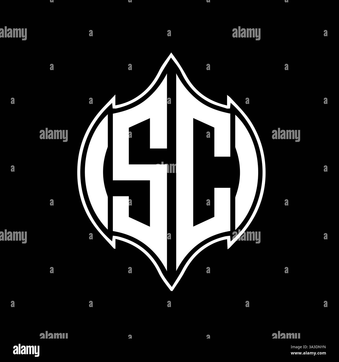 Design esclusivo di iniziali geometriche astratte e moderne SC con logo a lettera vettoriale. Logo monogramma SC. Illustrazione Vettoriale