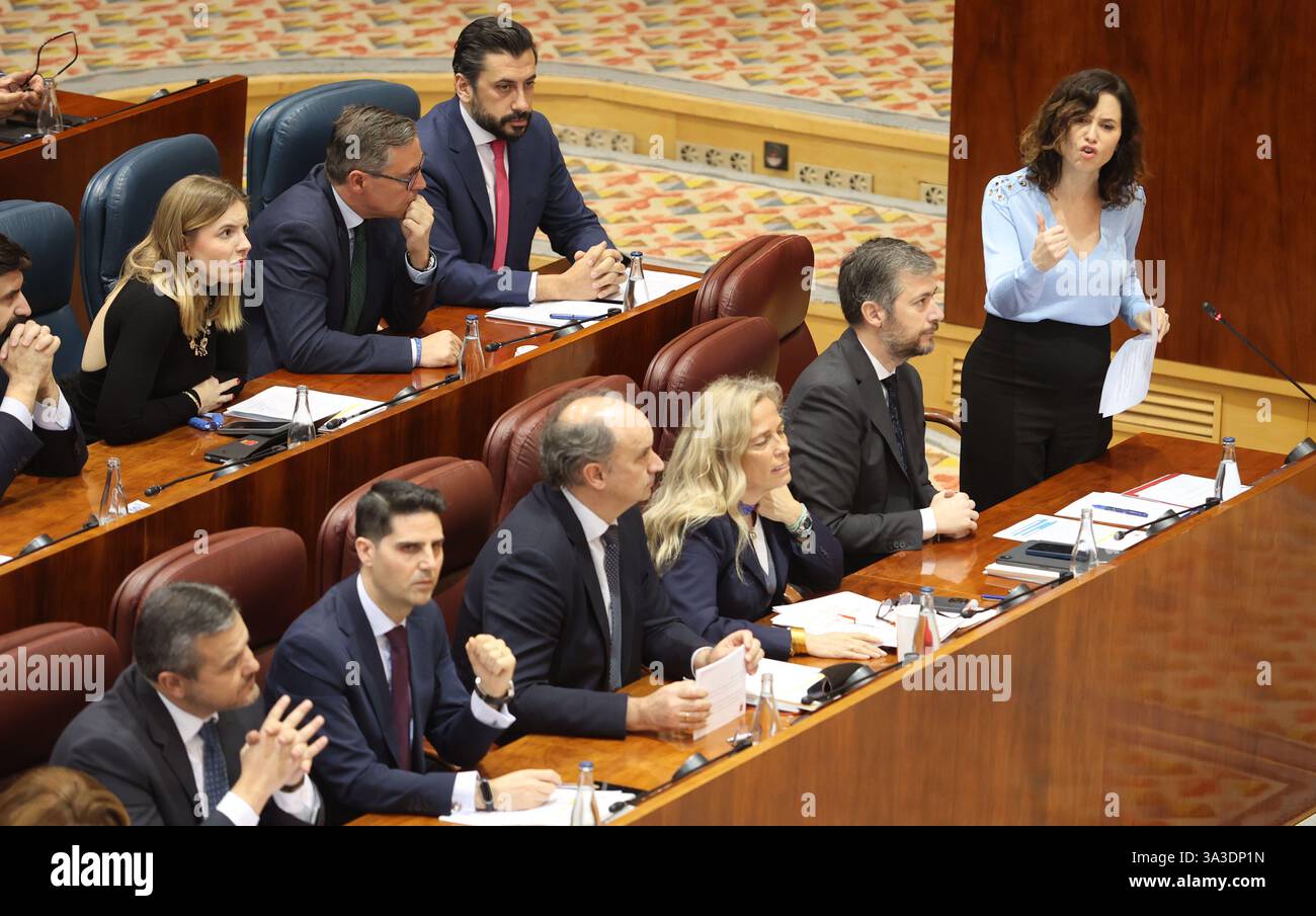 Madrid, 6 marzo 2025. Sessione plenaria dell'Assemblea di Madrid con la sessione di supervisione del governo di Isabel Díaz Ayuso. Foto: Jaime García. ARCHDC. Crediti: Album / Archivo ABC / Jaime García Foto Stock