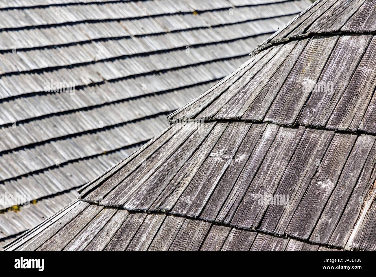Tetto in legno nel villaggio di architettura popolare di Vlkolinec, Slovacchia Foto Stock Tetto in legno nel villaggio di architettura popolare di Vlkolinec, Slovacchia Foto Stock