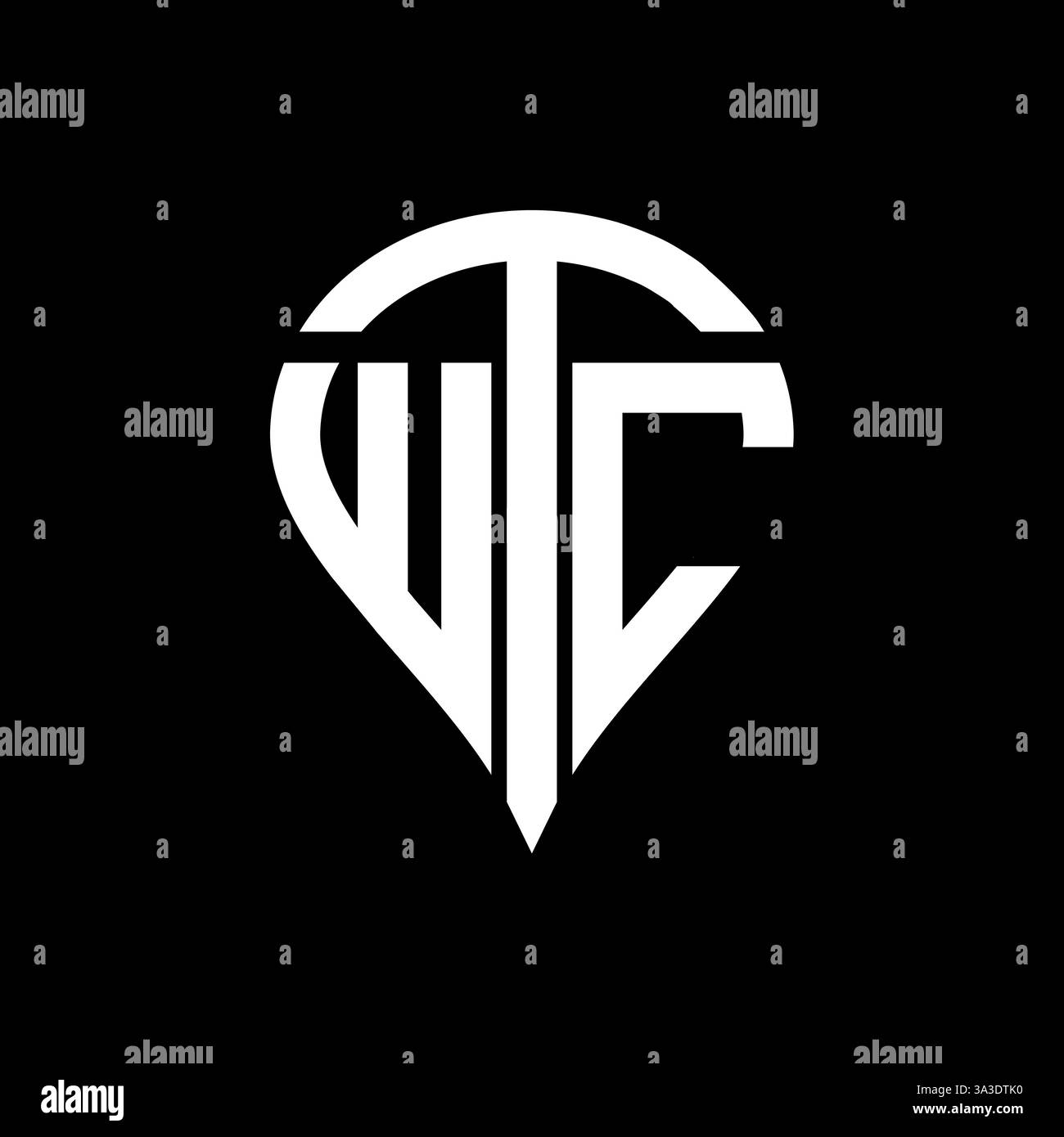 Logo WTC esclusivo con iniziali geometriche astratte e piatte, lettera vettoriale. Logo WTC monogramma. Illustrazione Vettoriale
