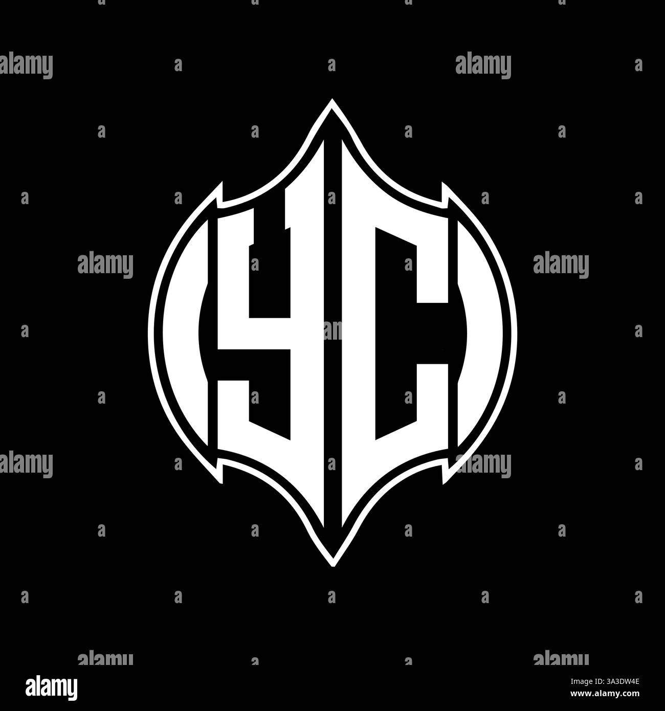YC esclusivo design con iniziali geometriche astratte e piatte, lettera vettoriale e logo. Illustrazione Vettoriale