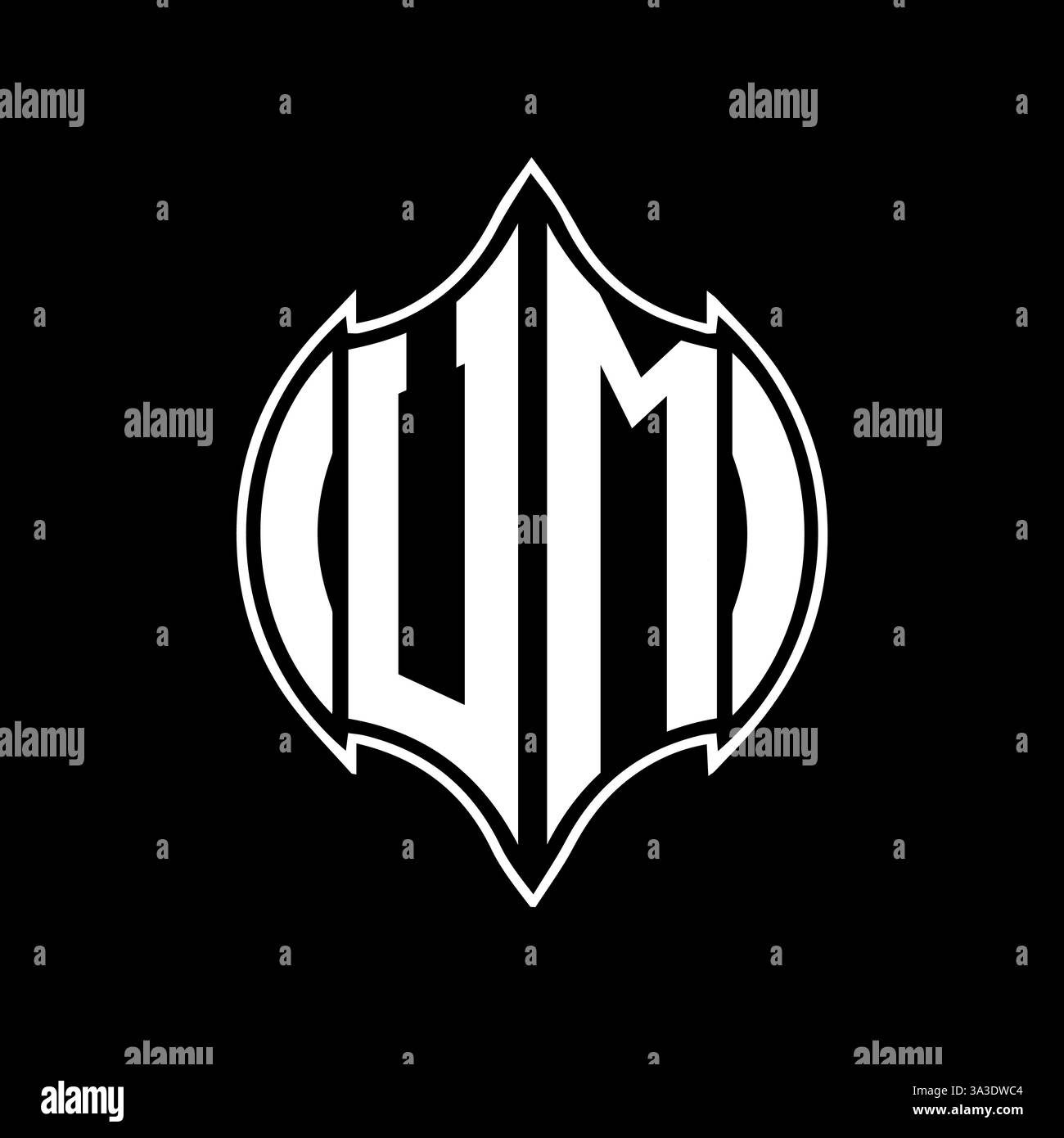 Logo UM con iniziali geometriche astratte e moderne, lettera vettoriale. Illustrazione Vettoriale