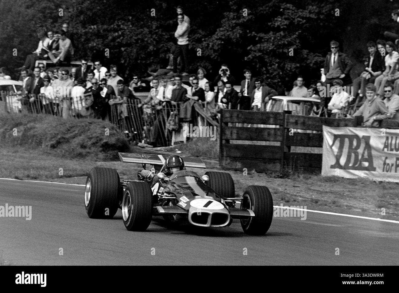 Graham Hill alla riunione della Gold Cup di Oulton Park del 1969. Foto Stock