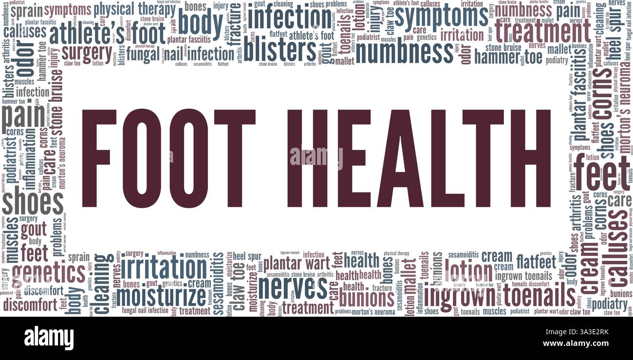 Immagine vettoriale salute piedi nuvola di parole isolato su sfondo bianco. Illustrazione Vettoriale