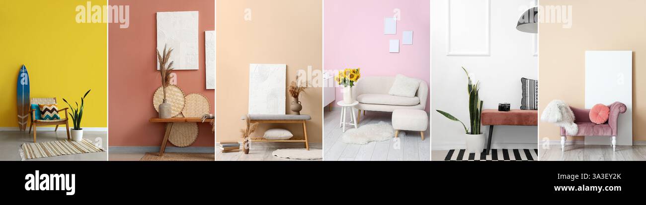 Collage di interni domestici minimalisti Foto Stock