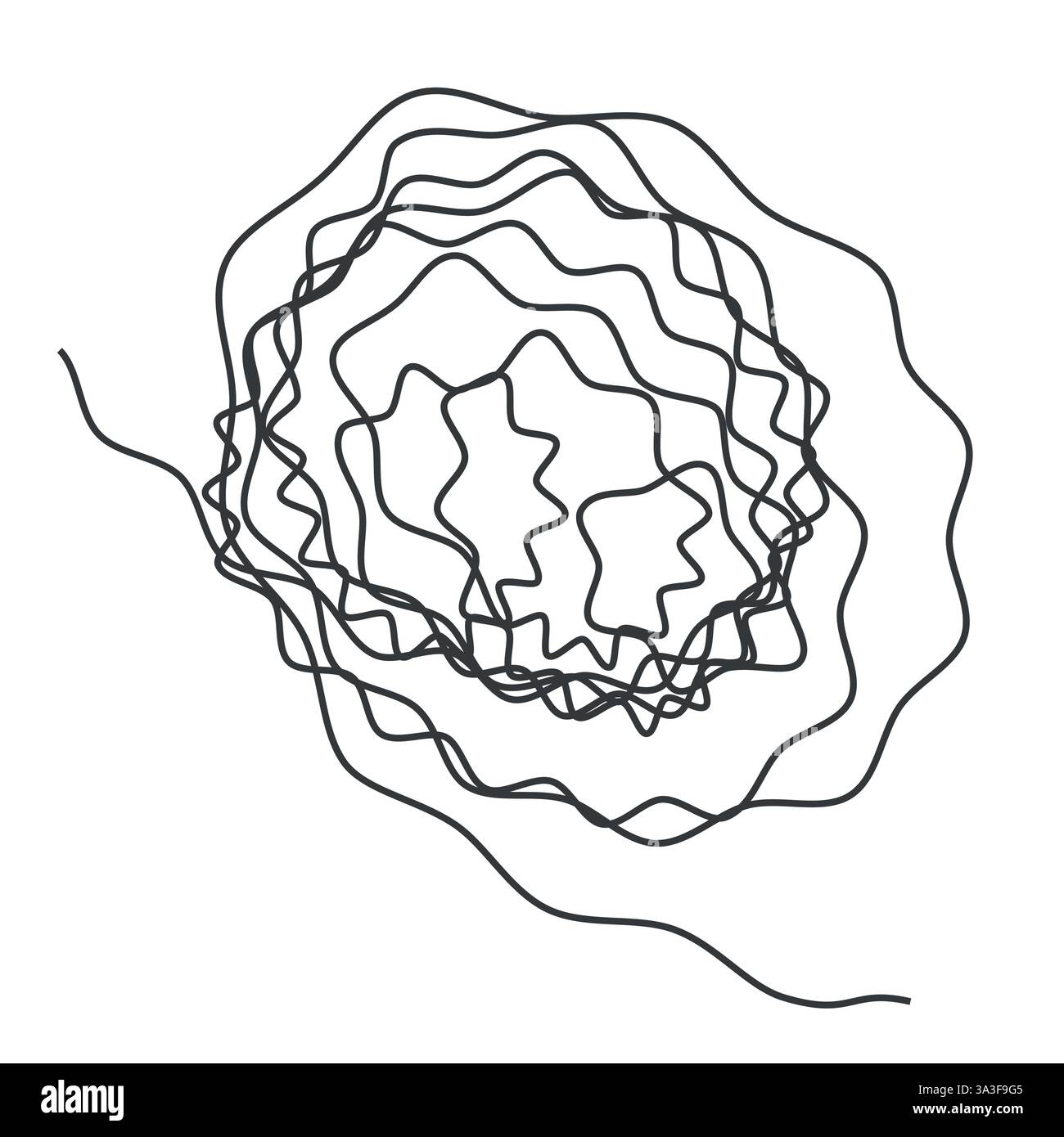 Trama a sfera aggrovigliata. Illustrazione vettoriale piatta isolata su sfondo bianco. Illustrazione Vettoriale