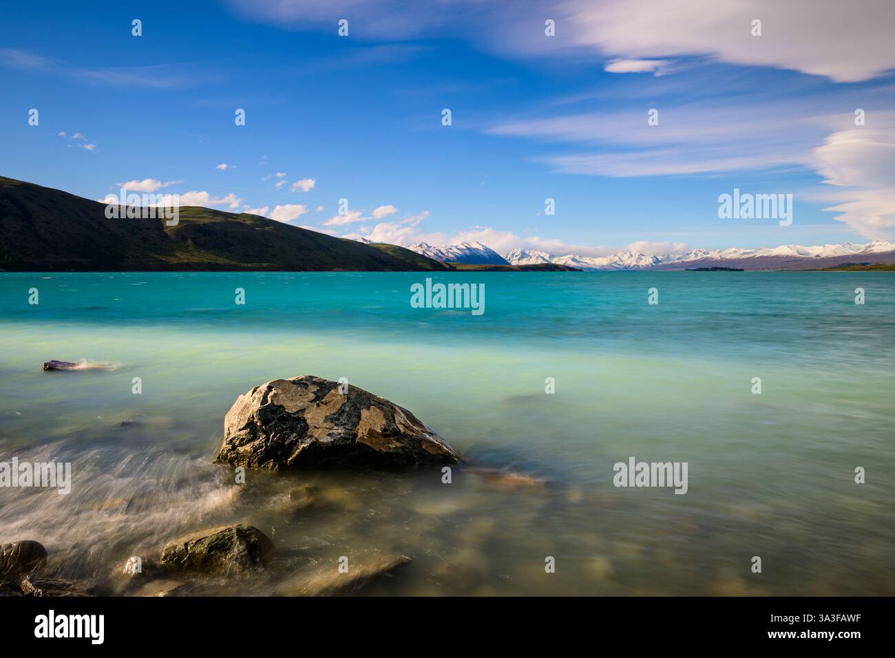 Lago Tekapo sull'Isola del Sud della Nuova Zelanda Foto Stock