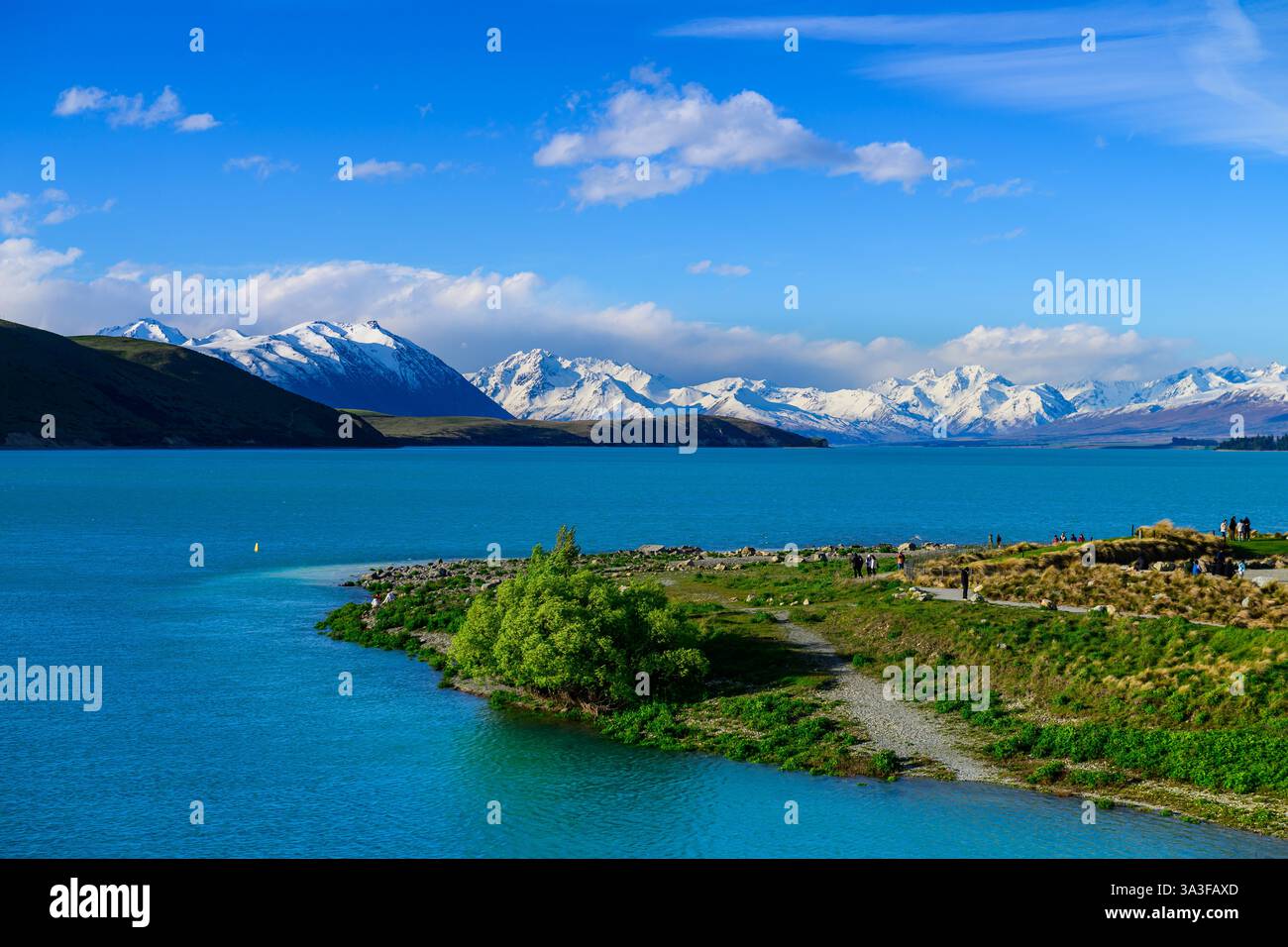 Lago Tekapo sull'Isola del Sud della Nuova Zelanda Foto Stock