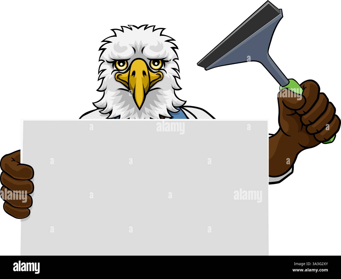 Detergente per vetri Eagle Car Wash Cleaning Mascot Illustrazione Vettoriale