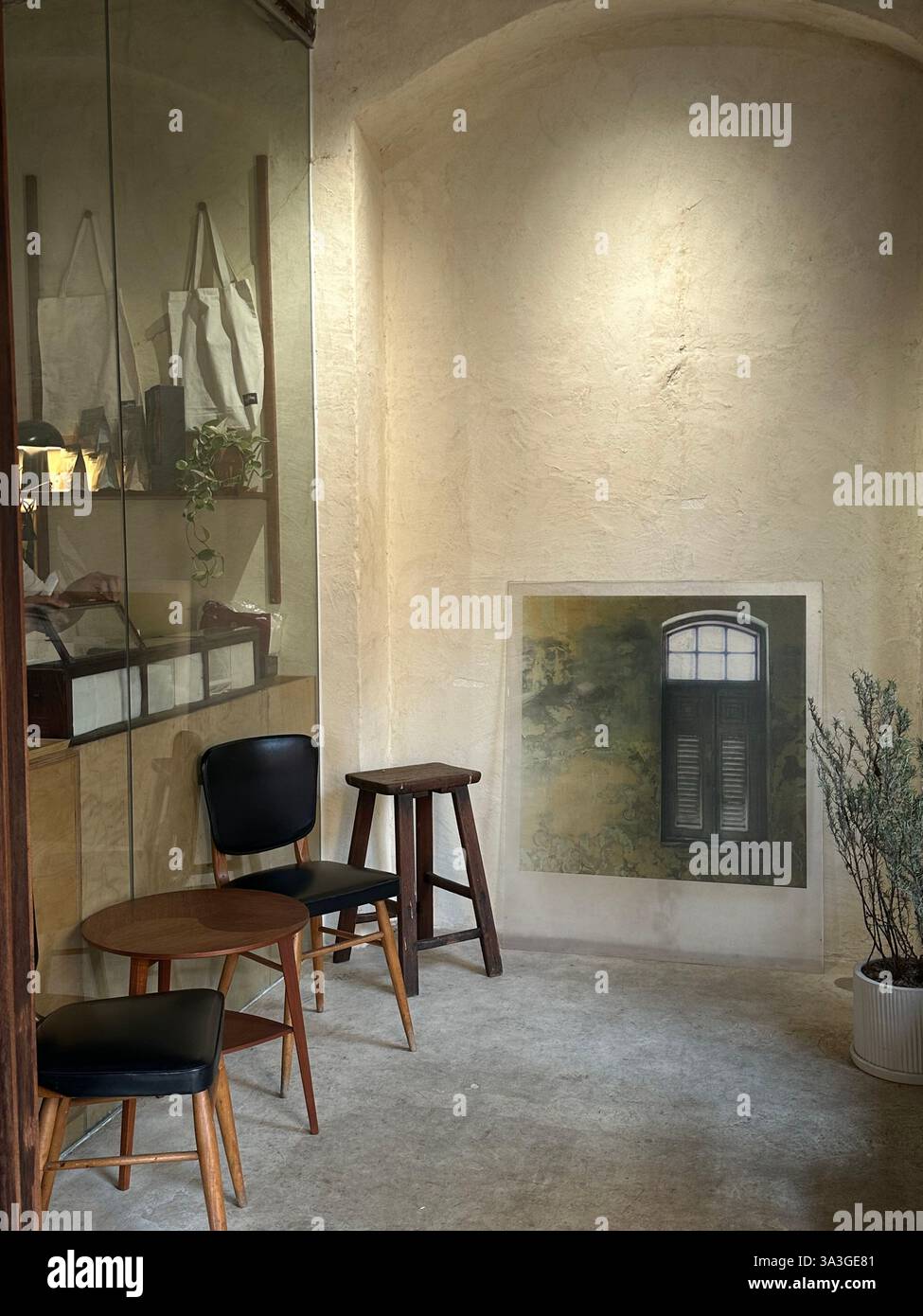 Una decorazione di una caffetteria nella citta' vecchia di Bangkok. Foto Stock