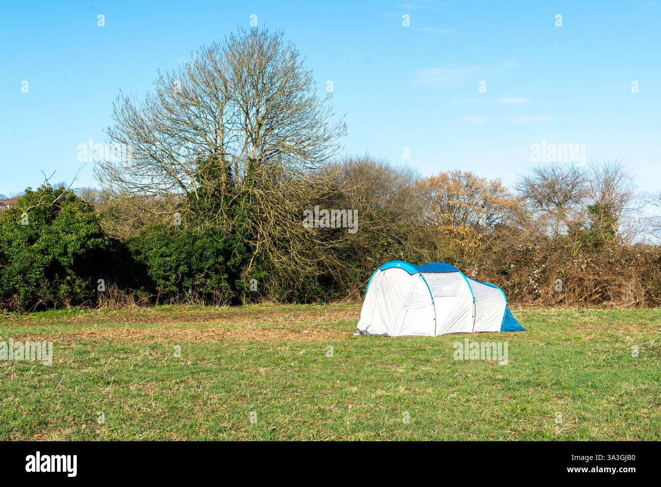 Tenda sulla terra comune Foto Stock