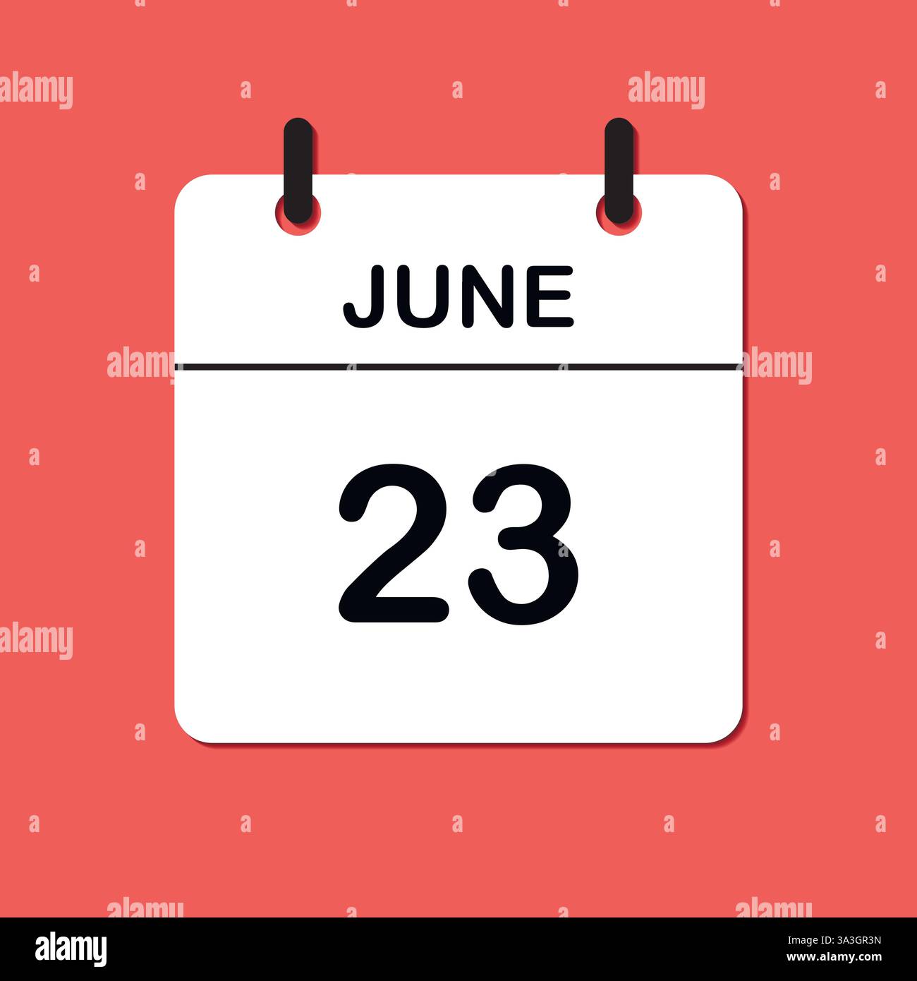 23 giugno. Icona Calendario giornaliero per la progettazione. Design semplice per brochure, volantini, supporti di stampa e pubblicità aziendali. Facilmente modificabile Illustrazione Vettoriale