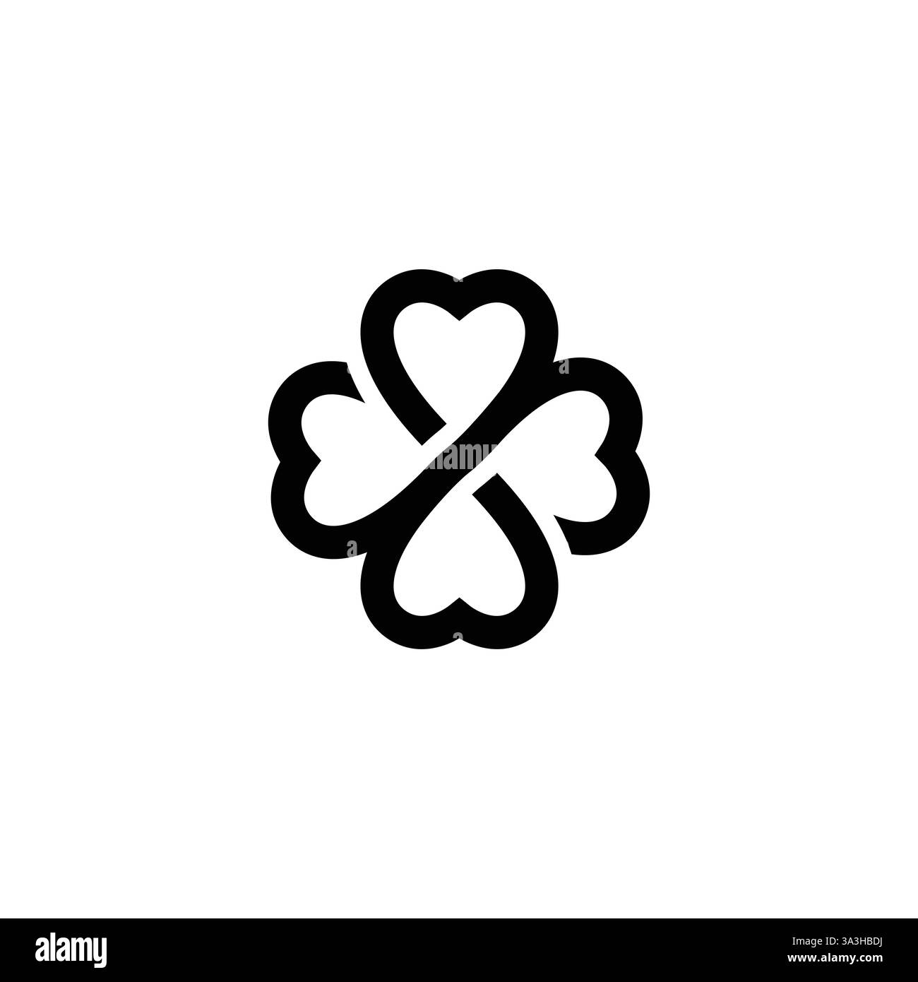 Immagine vettoriale del modello del logo della foglia a quadrifoglio. Disegno astratto del logo della foglia di trifoglio immagine vettoriale shamrock Illustrazione Vettoriale