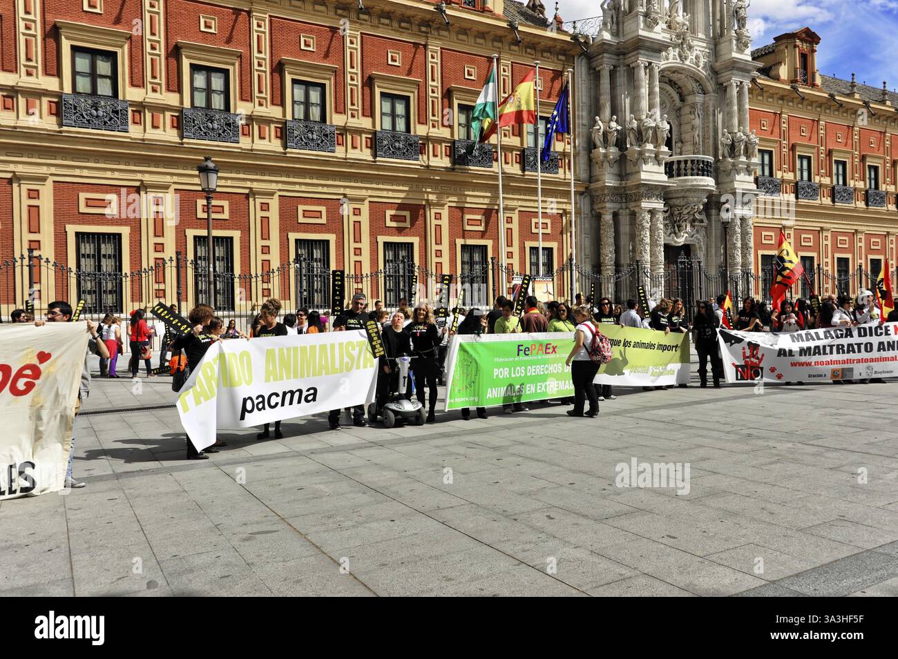 Facciata barocca (churrigueresque) del Palazzo di San Telmo a Siviglia. Fu costruita come Università dei navigatori, oggi è sede della Foto Stock Facciata barocca (churrigueresque) del Palazzo di San Telmo a Siviglia. Fu costruita come Università dei navigatori, oggi è sede della Foto Stock
