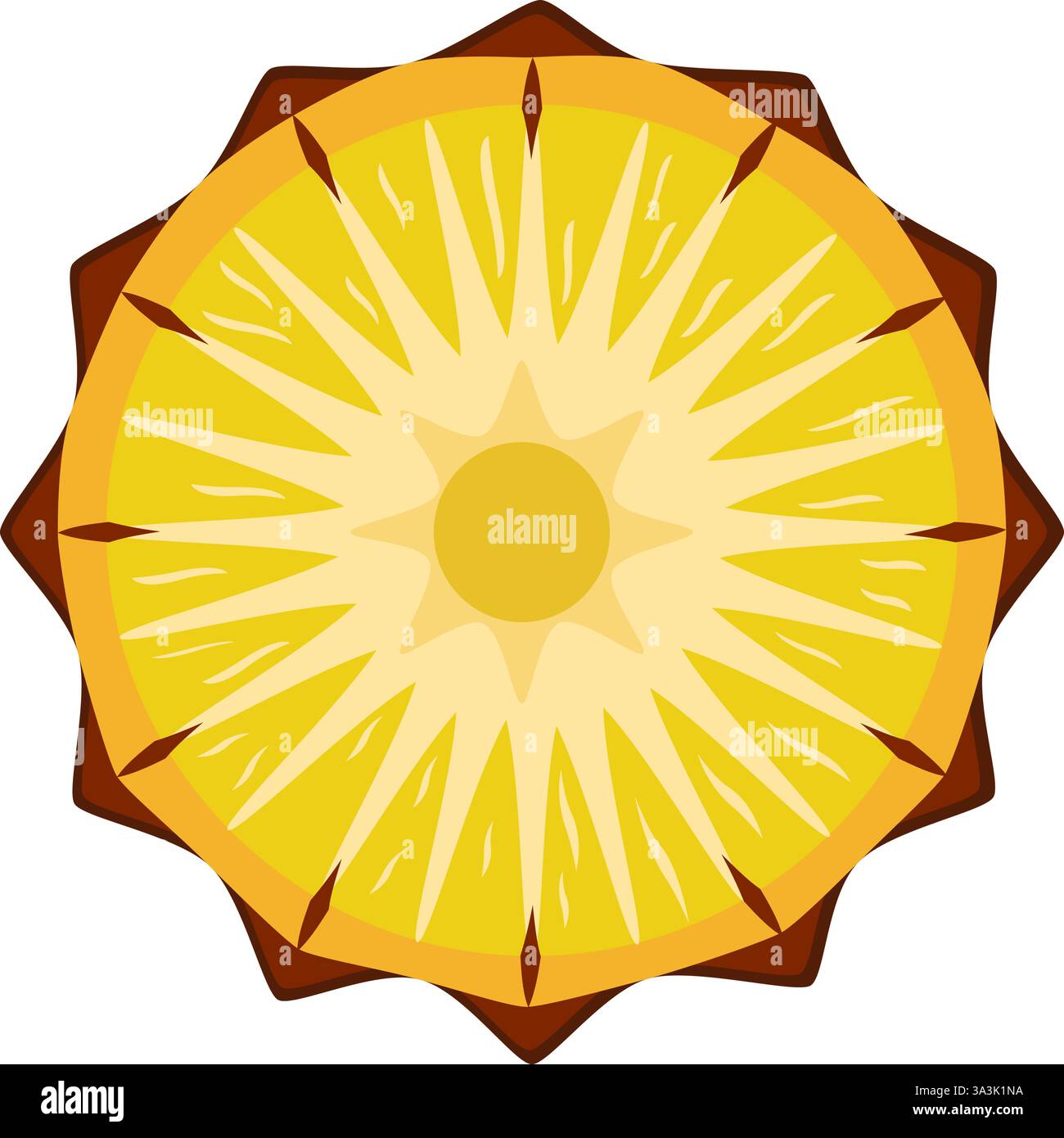 Fetta di ananas nell'illustrazione vettoriale della tecnica piatta Illustrazione Vettoriale