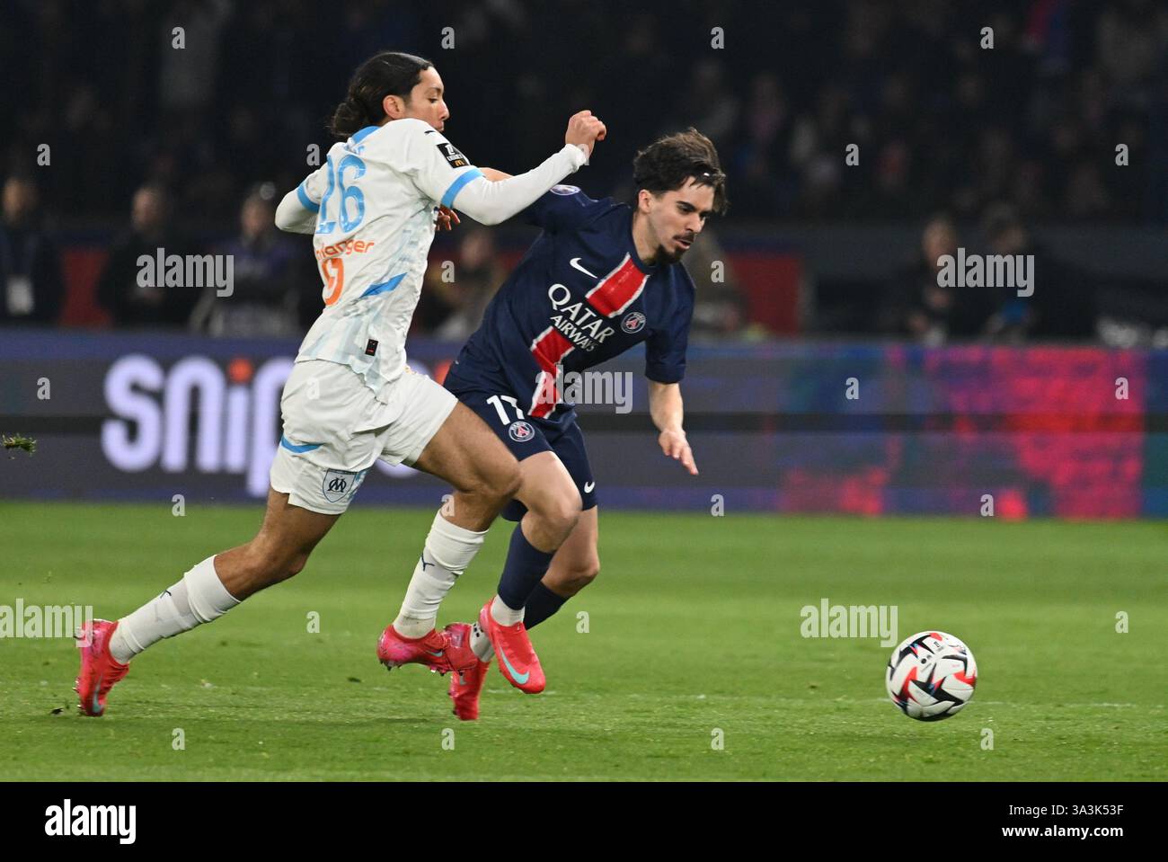 Parigi, Francia. 16 marzo 2025. Durante la Ligue 1 McDonalds Classico, tra PSG e Olympique de Marseille al Parc des Princes, il 16 marzo 2025 - 16/03/2025 - Francia/Ile-de-France (regione)/Parigi - Julien Mattia/le Pictorium credito: LE PICTORIUM/Alamy Live News Foto Stock