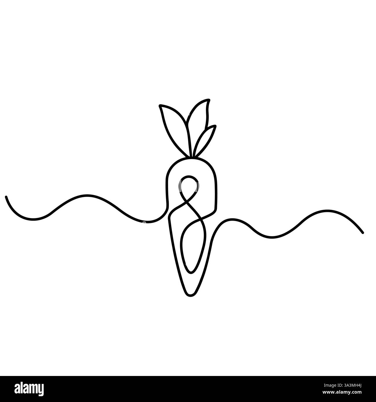 Una carota isolata delinea un'illustrazione vettoriale con un design continuo a una linea. Coltivare piante di carota con un vettore minimalista Illustrazione Vettoriale