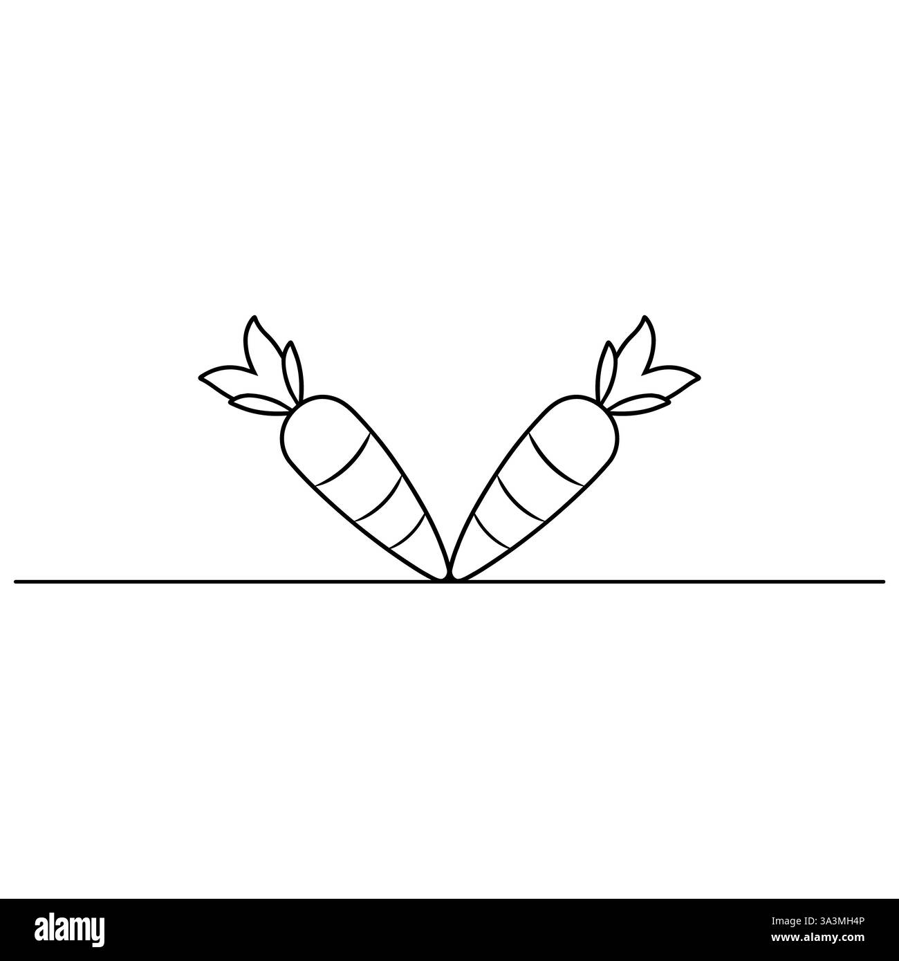 Una carota isolata delinea un'illustrazione vettoriale con un design continuo a una linea. Coltivare piante di carota con un vettore minimalista Illustrazione Vettoriale