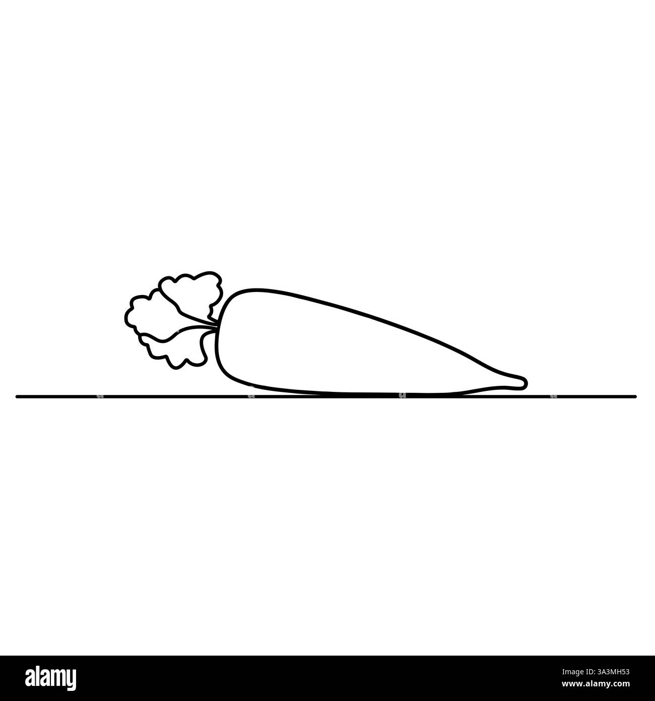 Una carota isolata delinea un'illustrazione vettoriale con un design continuo a una linea. Coltivare piante di carota con un vettore minimalista Illustrazione Vettoriale