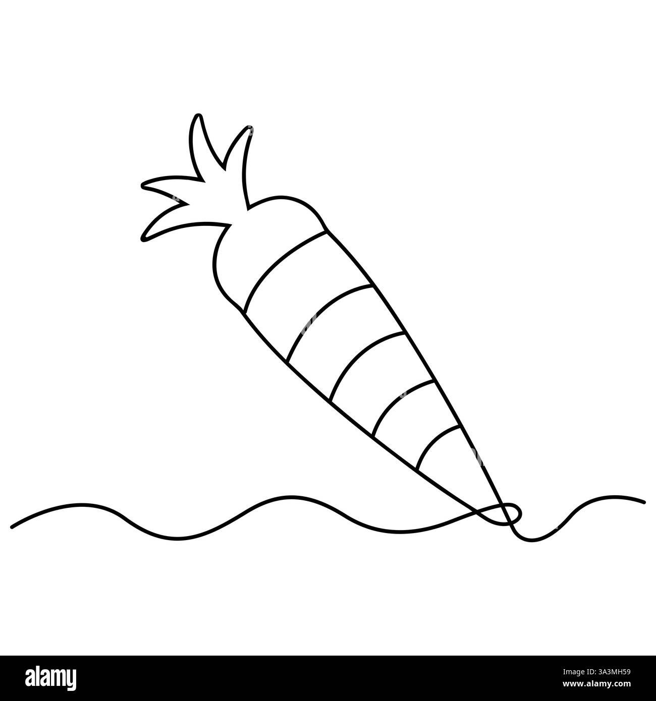 Una carota isolata delinea un'illustrazione vettoriale con un design continuo a una linea. Coltivare piante di carota con un vettore minimalista Illustrazione Vettoriale