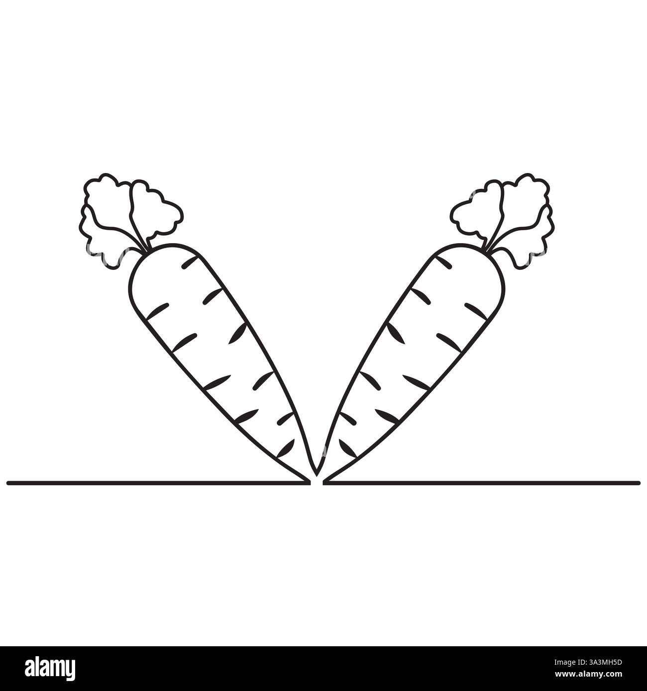Una carota isolata delinea un'illustrazione vettoriale con un design continuo a una linea. Coltivare piante di carota con un vettore minimalista Illustrazione Vettoriale